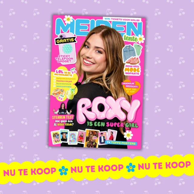 Vanaf deze week ligt er weer een nieuwe MEIDEN in de winkels. Zangeres Roxy Dekker staat op de cover. Ga jij hem halen?

🌸 GRATIS sticky telefoon gadget
🌸 XXL mode lookbook 
🌸 Doetips voor jou en je bestie
🌸 Win: tickets voor Walibi
🌸 Kopieer de stijl van Roxy Dekker
🌸 Quiz: Weet jij alles over Billie Eilish?
🌸 Probeer lekkere paasrecepten uit
🌸 Posters van onder andere Dua Lipa, Roxy Dekker, Flemming en Max Mies
🌸 En nog veel meer leuks!